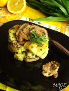 Рецепта за Картофена салата с кралски печурки, див чесън и мащерка